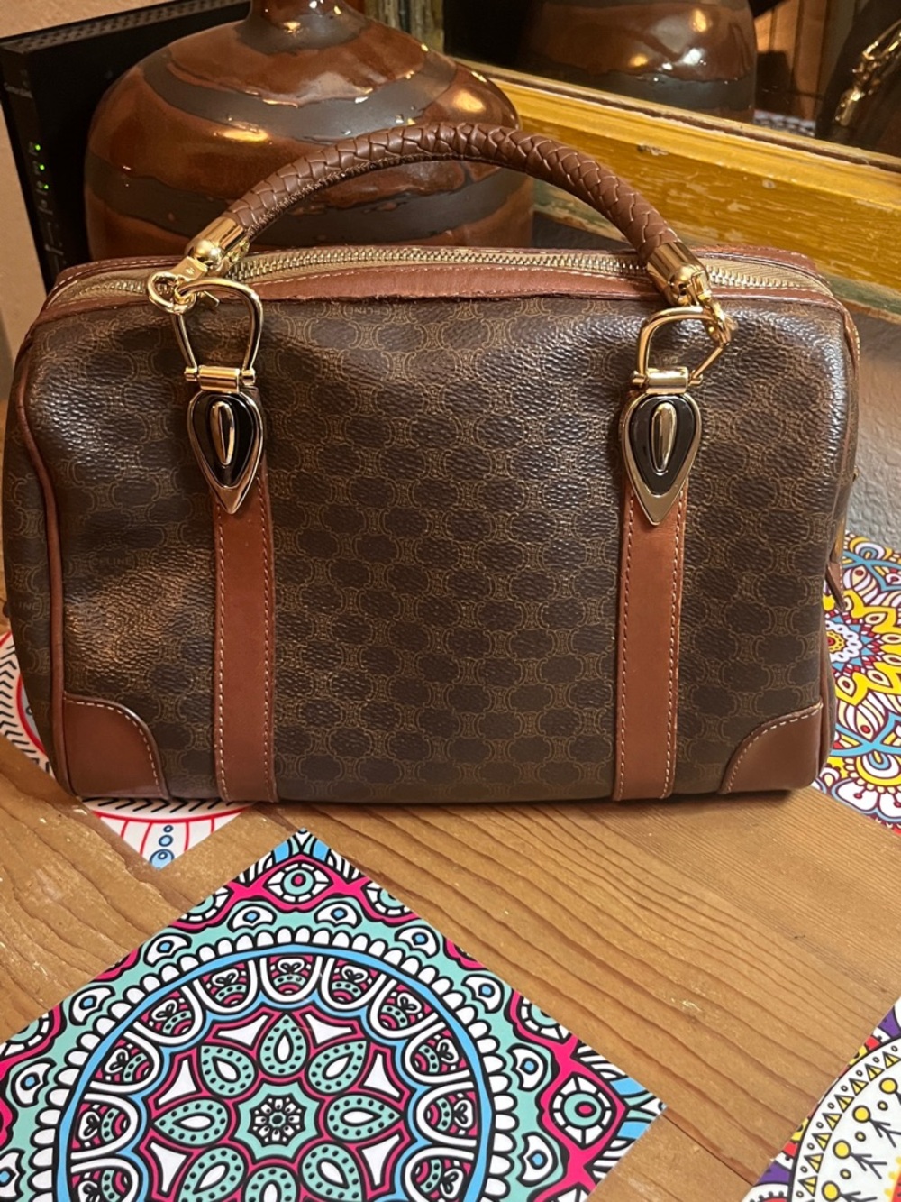 Preowned CELINE Macadam Mini Boston Hand Bag - Picture 2 of 12